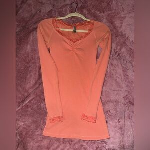 free people coral lace thermal